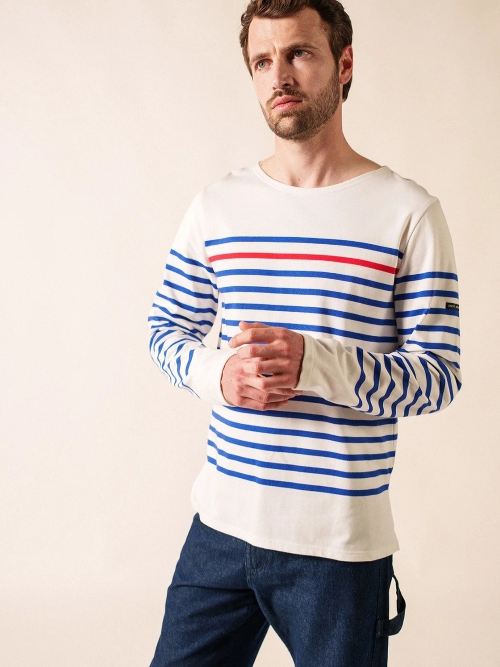 NWOT Saint James Naval Sailor Breton Shirt with Blue and Red Stripes Size S - Picture 2 of 11